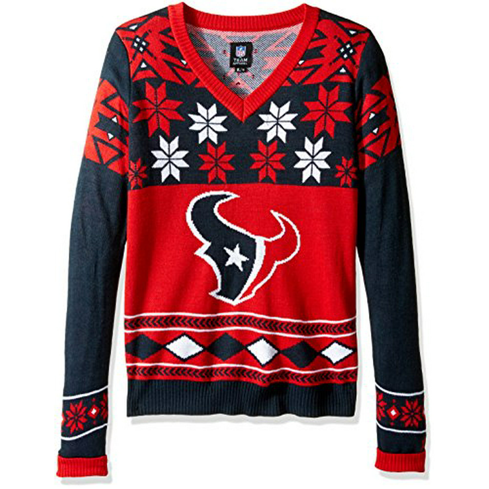 Houston Texans Womens Big Logo V-Neck Sweater Small 